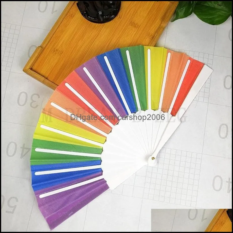 rainbow fans party favor folding fans colorful hand held fan summer accessory for rainbow party decoration