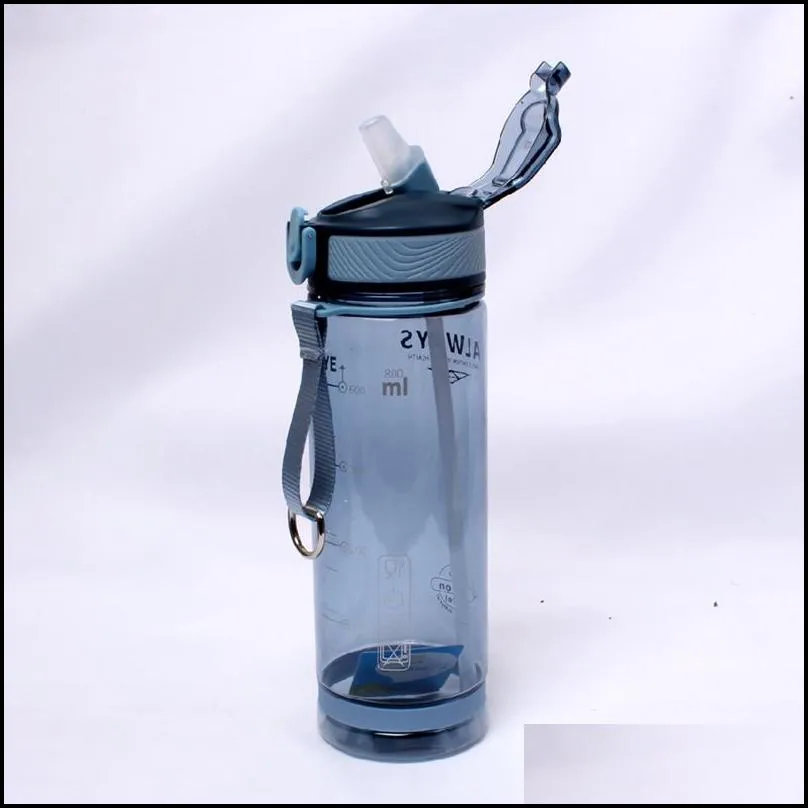 800ml sports water bottle with straw for camping hiking outdoor plastic transparent bpa bottles for men drinkware 8 5zh d3