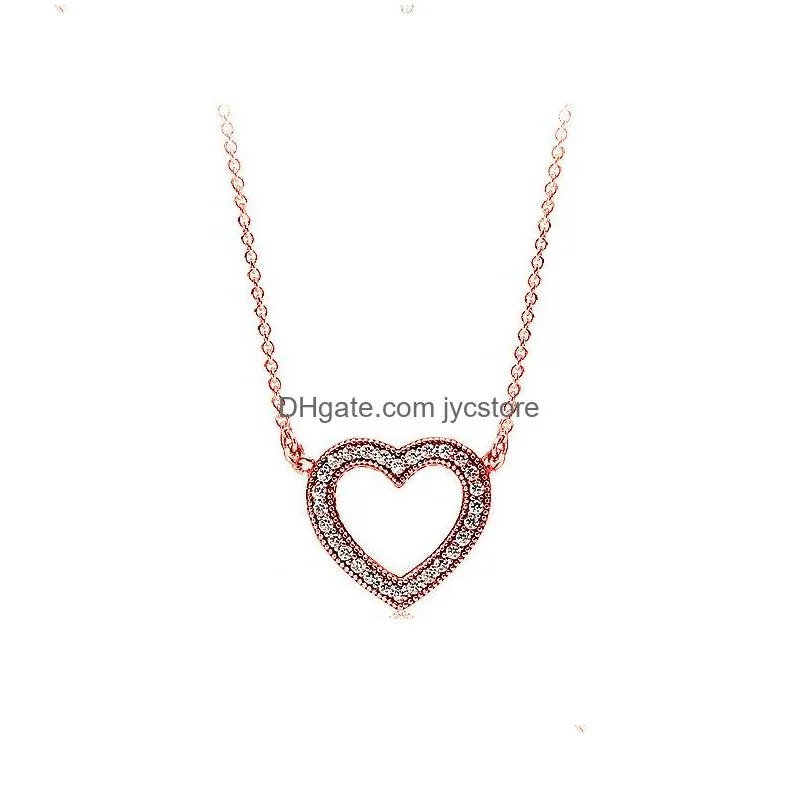 925 sterling silver chains heart interwoven necklace eternal love clavicle chain girlfriend necklace fit pandora beads women fashion