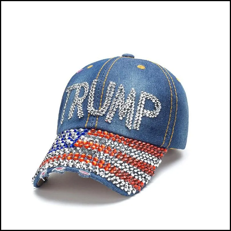 trump 2024 baseball cap party hat election campaign  caps adjustable snapback women denim diamond hats 6 style