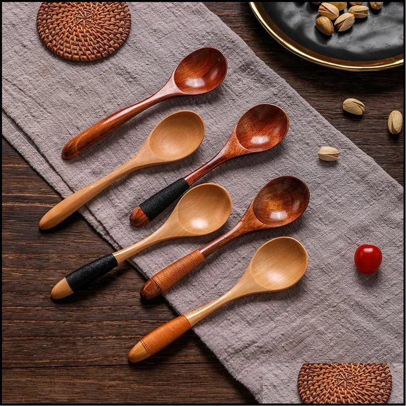 wooden spoon bamboo cooking utensil ice cream coffee tea soup spoon dinner tableware kitchen teaspoon catering supplies 2 75lj d3