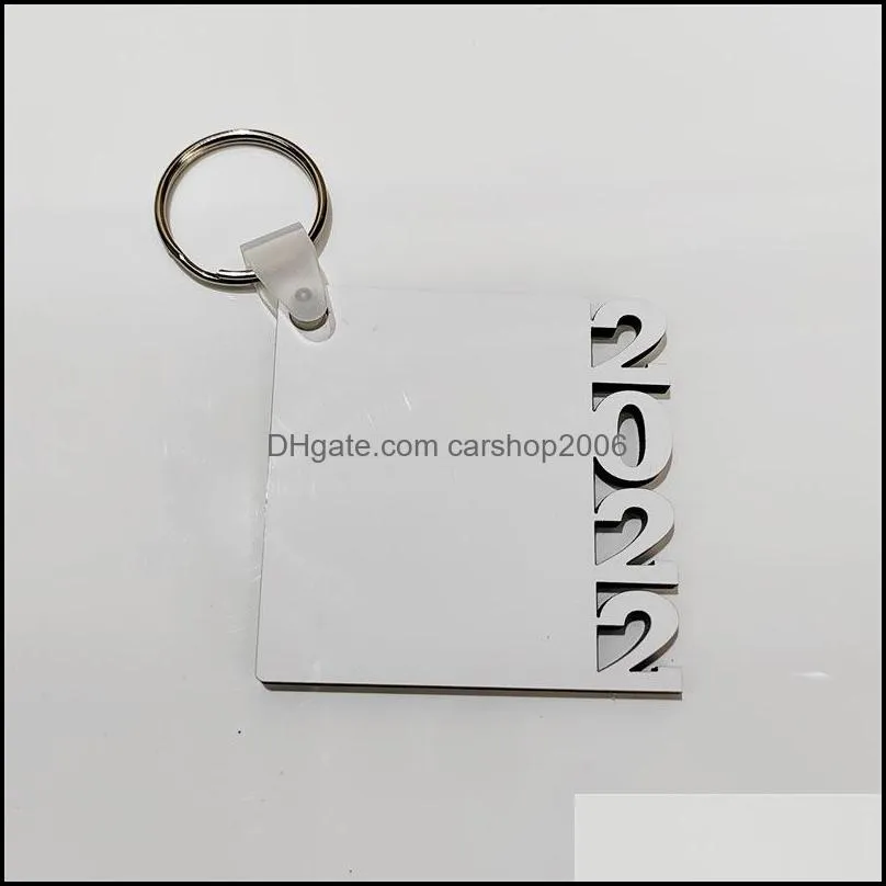 2022 sublimation blank keychain party favor mdf wooden key pendant thermal transfer doublesided key ring diy gift