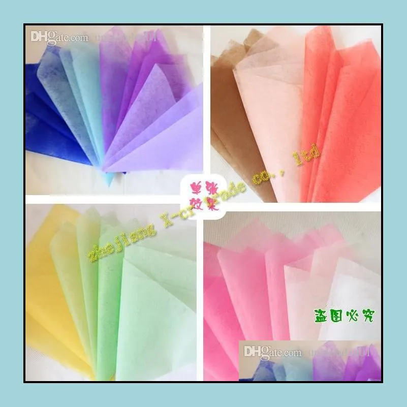 wholesale shipping 50pcs/lot single color tissue paper 50x50cm gift wrapping paper flower packing paper with may design