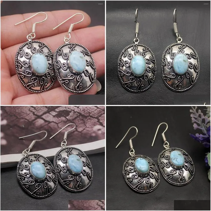 dangle earrings hermosa 49 off elegant cute vintage blue larimar for women 2 1/8 inch hp152