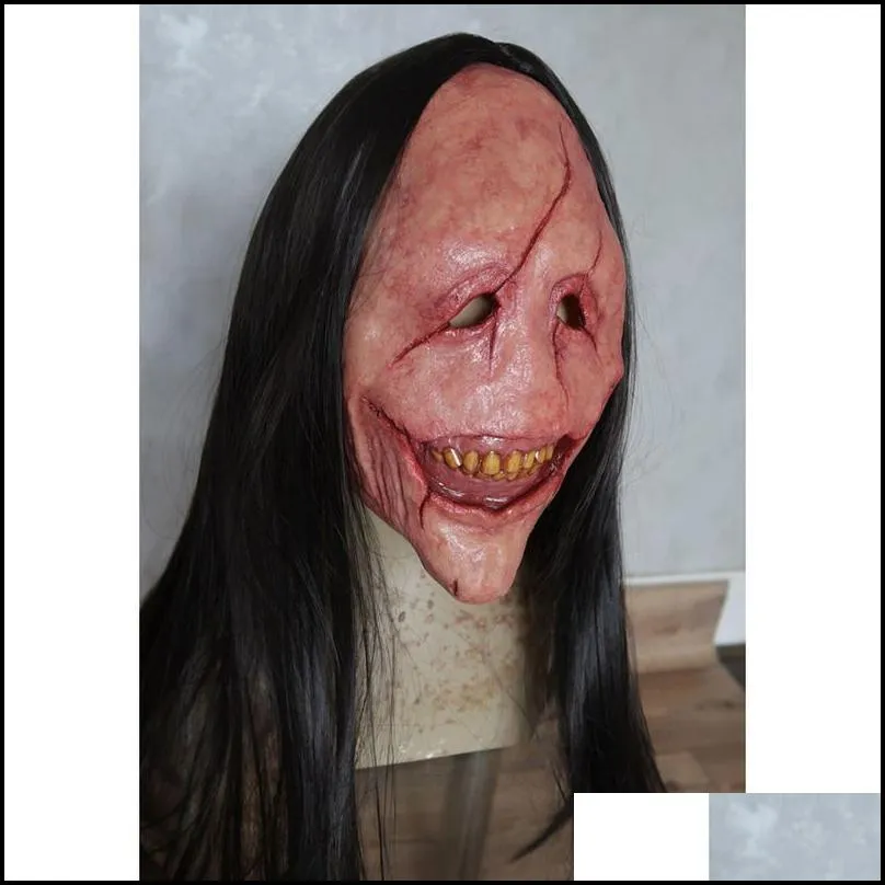 party masks halloween devil horror long hair demon decoration horrible latex props cosplay costumes 220920