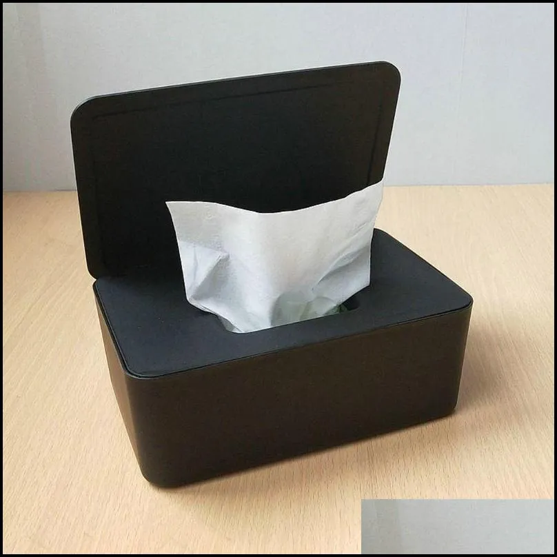 wet wipes dispenser holder case with lid black dustproof tissue storage box for home office store heavy enough stable 220523