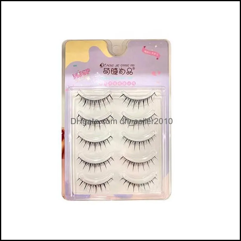 party supplies five pairs of light european and american comic eyelashes false eyelashes soft fish silk thread transparent stem