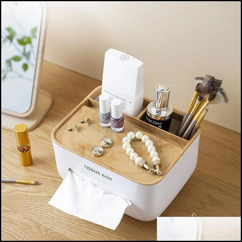 tissue storage box cover napkin holder multifunctional sundries ontainer stationery organizer for bedroom office bathroom 220523