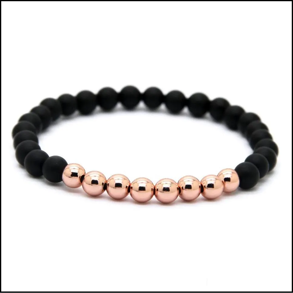 hot sale 1pcs 6mm natural stone beads jewelry with real gold plated round copper beads bracelets