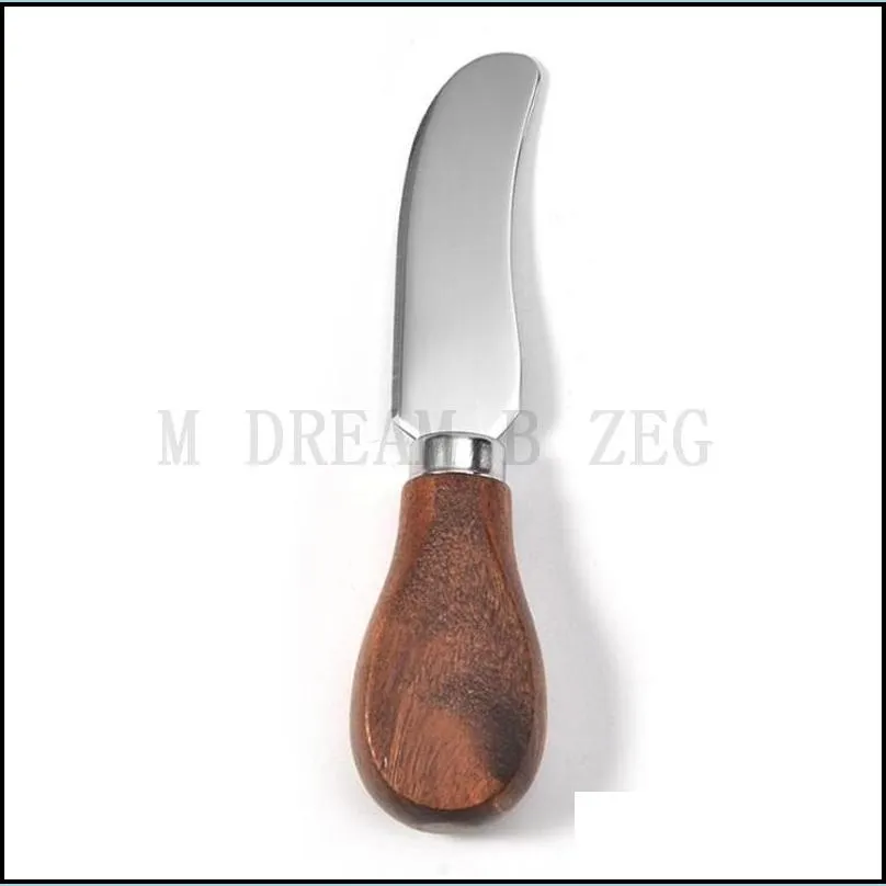 creative butter knife stainless steel cheese knife with acacia wooden handle spreader fork cutter for cheese butter cake bread pizza