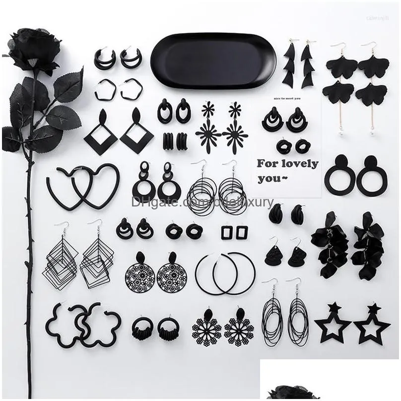 dangle earrings 2022 womens fashion european and american exaggerated retro black simple metal flower fringed long jewelr