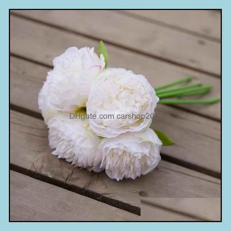 5 heads peony flowers artificial flower simulation peony bouquet flowers wedding home decor