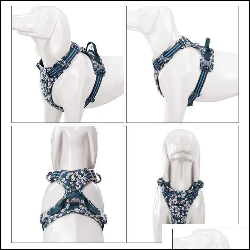 truelove pet harness floral no pull cotton fabric breathable and reflective soft cats dogs small medium walking running tlh5655 211022