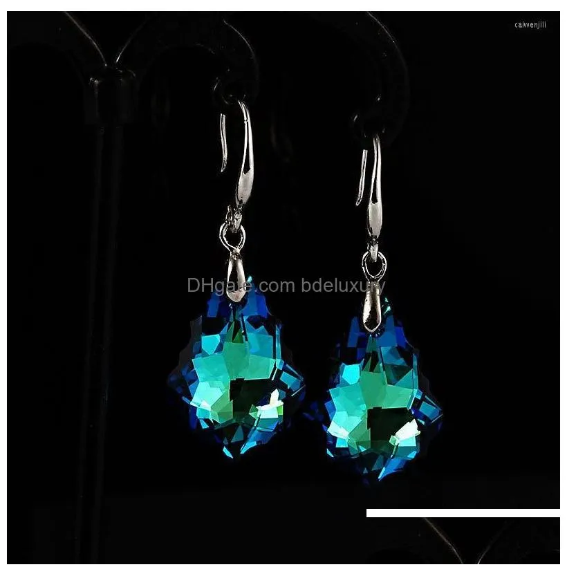 dangle earrings crystal baroque leaf pendant zircon water droplets for women elegant girls earring jewelry gifts