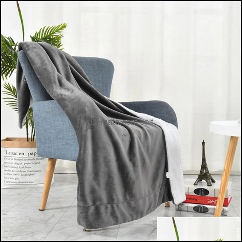 pure color cashmere blankets office single person double deck flannel throw blanket multicolor thickening rug 31 32bd j2