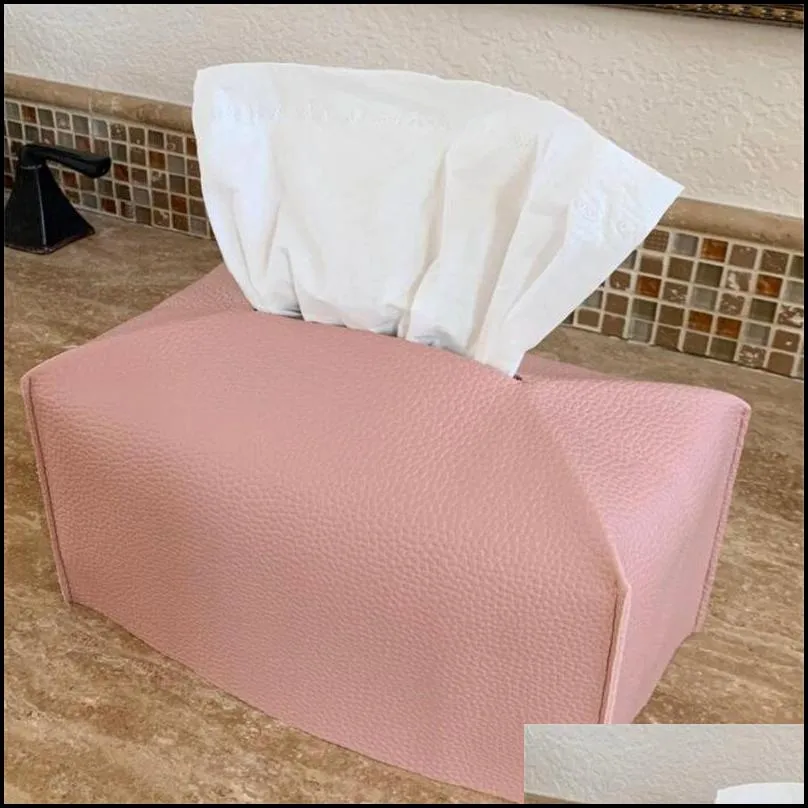 simple tissue case box container leather retro toilet pumping car towel napkin papers bag holder pouch table decor 220523