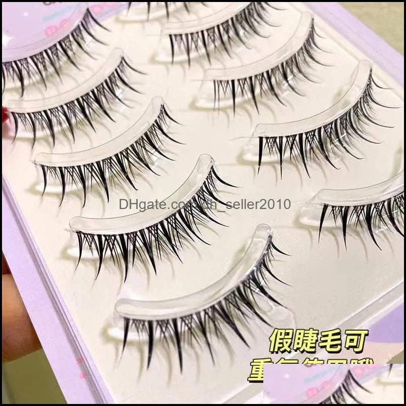 party supplies five pairs of light european and american comic eyelashes false eyelashes soft fish silk thread transparent stem