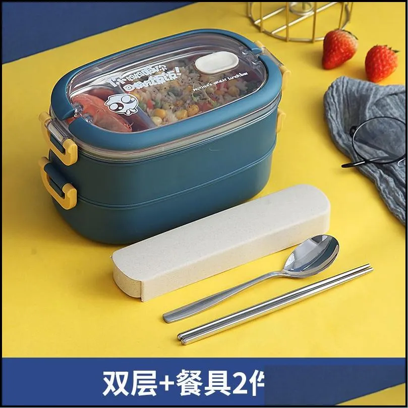 304 stainless steel insulated lunch box student school storage bento boxes with tableware food container multilayer freshkeeping box 38 9sy