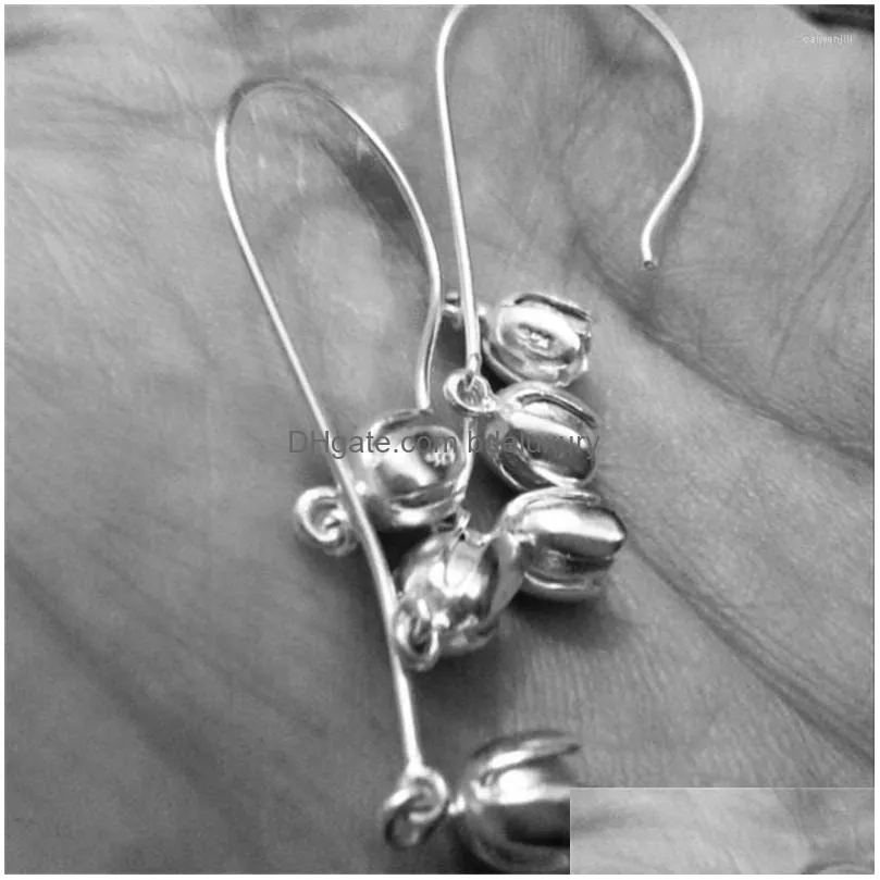 dangle earrings vintage silver color hyacinth flower shape temperament women wedding earring party accessories jewelry