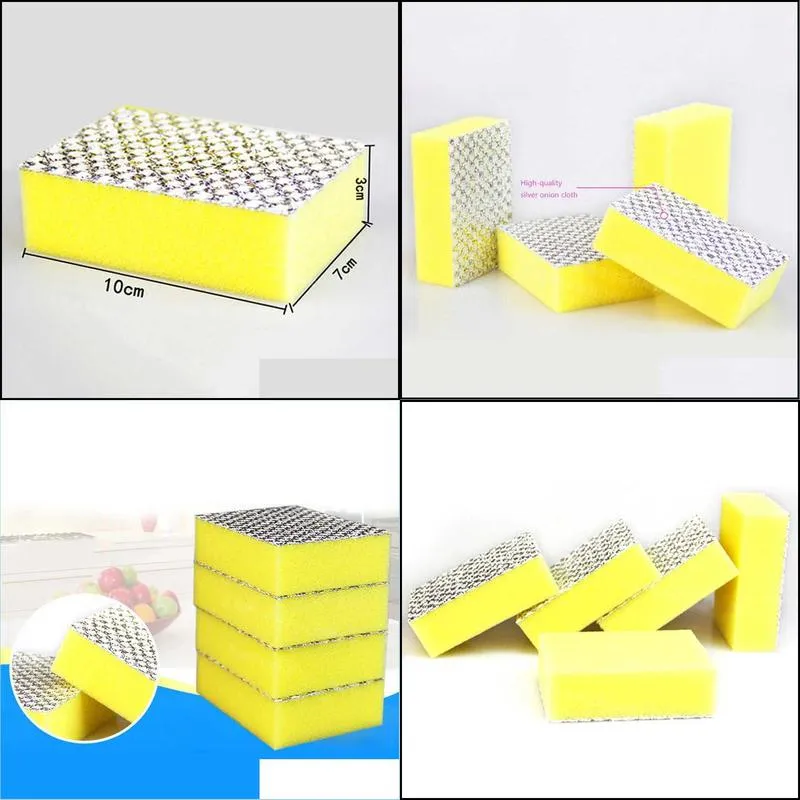 sponges scouring pads double side cleaning dishwashing sponge 10 pcs lot durable kitchen bathroom cloth pad tools supplies 220926