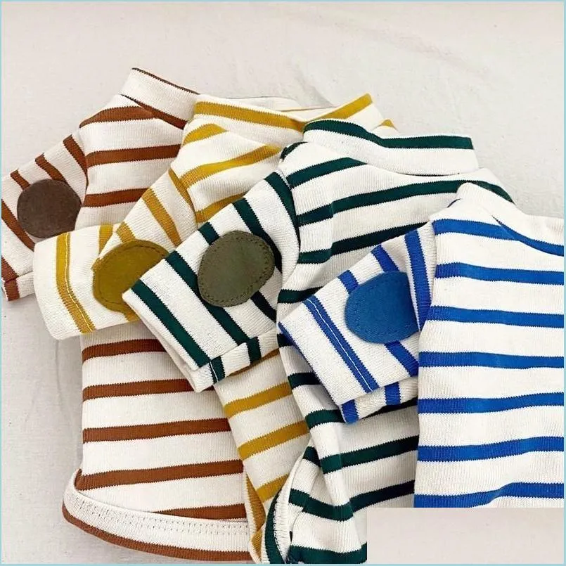 spring dogs clothes stripe cotton pet dogs tshirt for puppy small medium dogs knitting french bulldog yorkshire ropa perro