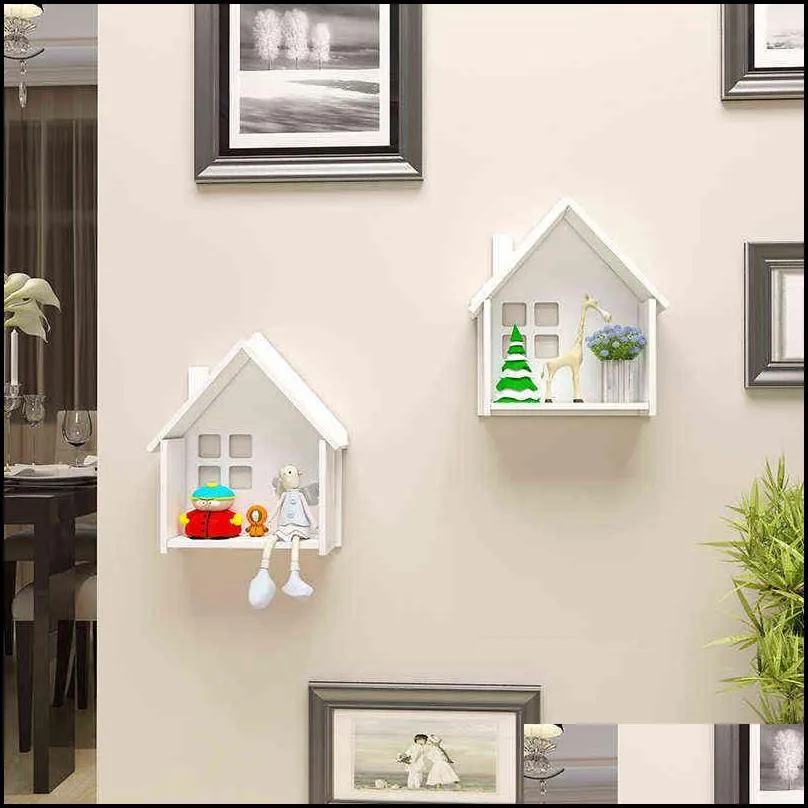 wall decoration storage shelf living room bedroom small house hangers partition pendant not punched 211102