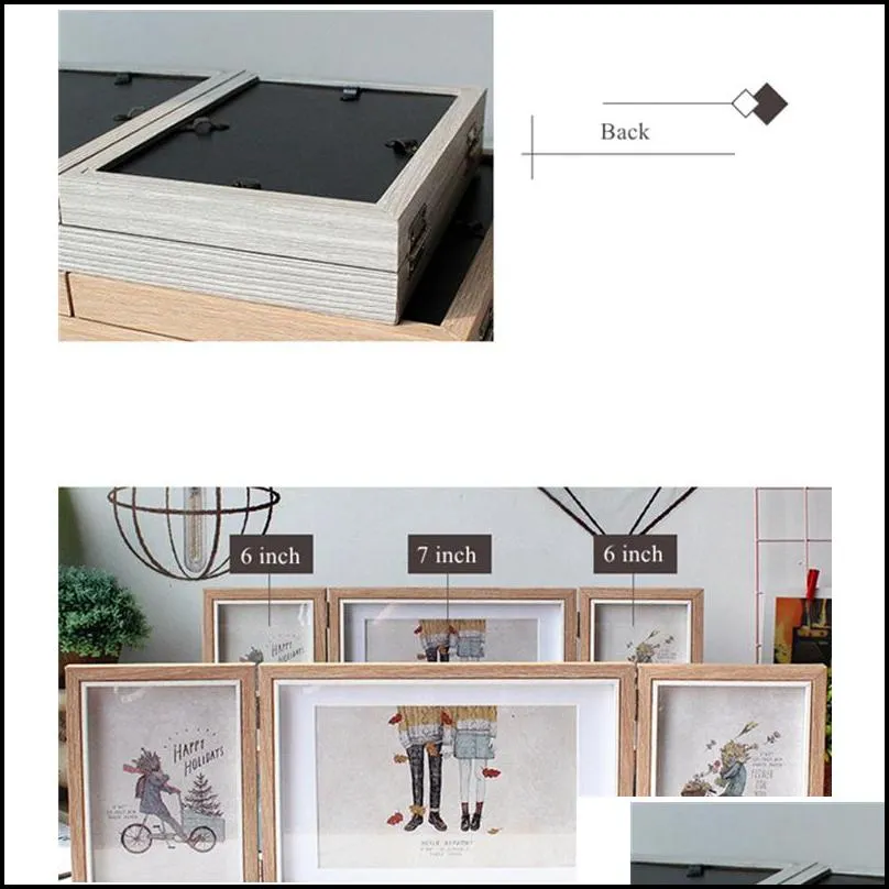 triple folding frames nordic style family p o stand on table 6 /7 inch combination picture album set home decor marco foto