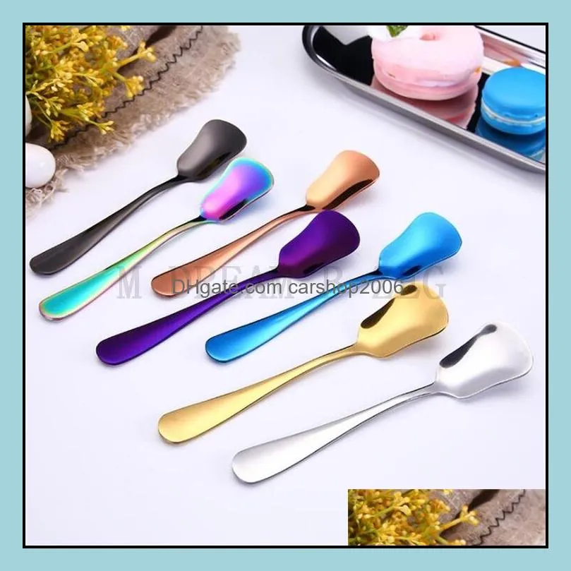 creative ice cream spoon stainless steel titanium plated coffee stirring spoons dessert scoop