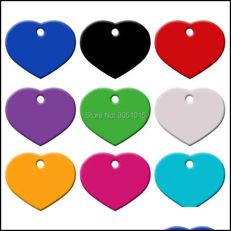 wholesale 100pcs heart pet dog id tag collar personalized engraving id tags aluminum dog identification name address 211022