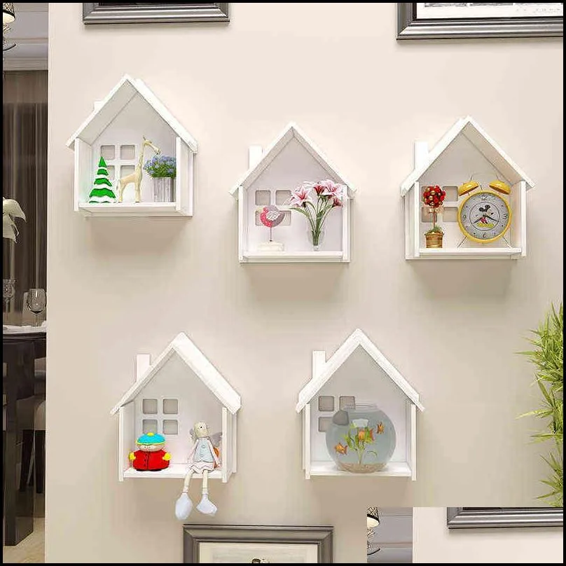wall decoration storage shelf living room bedroom small house hangers partition pendant not punched 211102