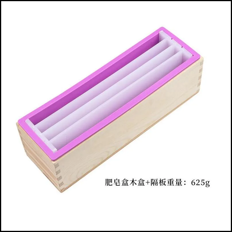 silicone soap mold 1200ml rectangular toast cake diy wooden box with separated partition baking accessories making 220601