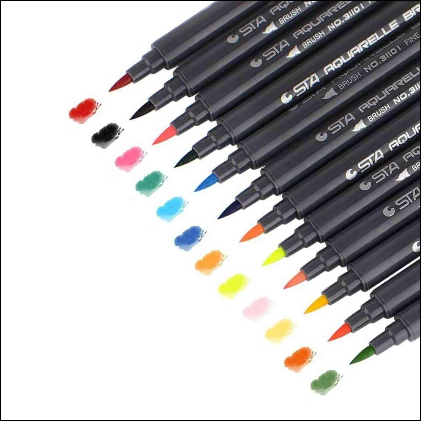 sta 80colors set water based ink sketch marker pens twin tip fine brush pen for graphic drawing manga art supplies 211104