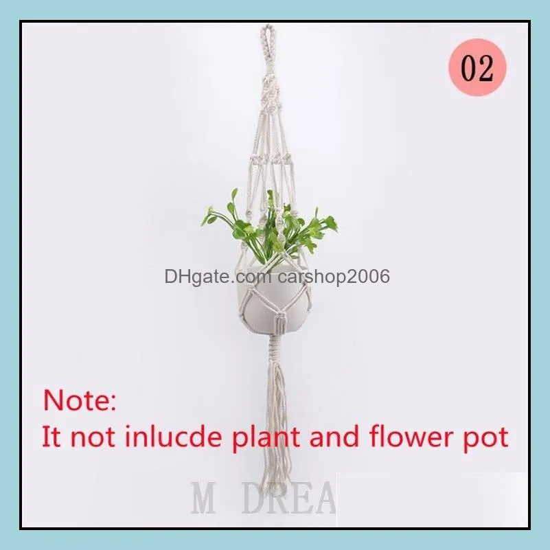 18 styles plant hanger flowerpot net bag flower pot holder handmade cotton knitting hemp flowerpot lifting rope pots net lanyard for
