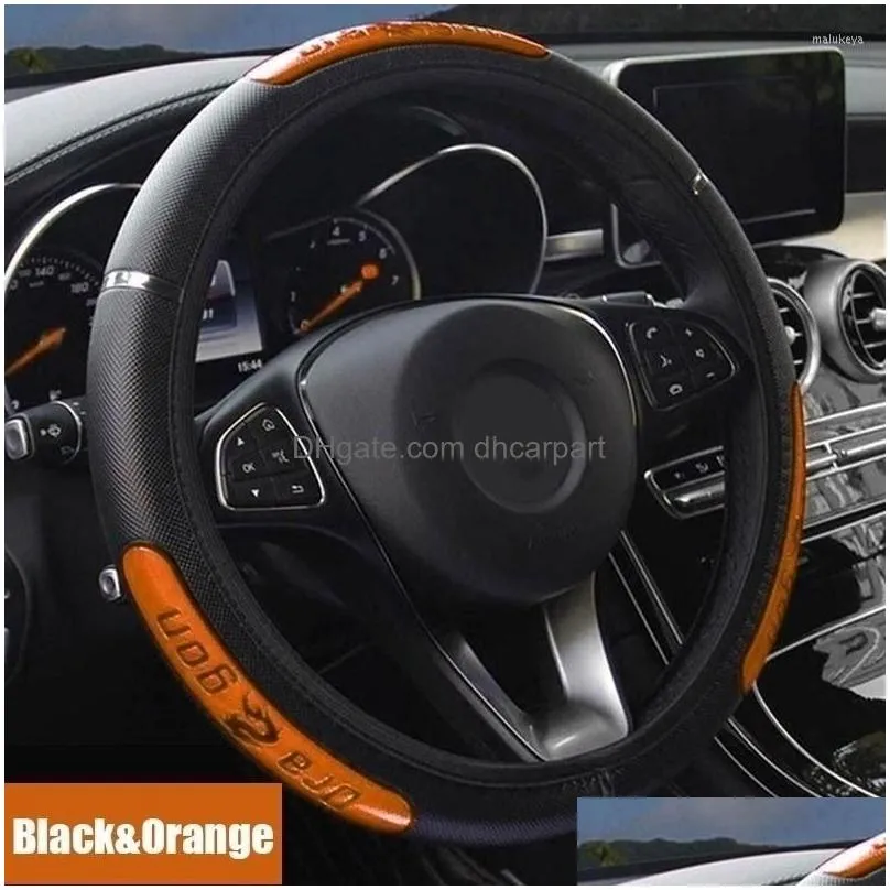 interior decorations 1pcs car steering wheel braid cover needles thread auto covers suite 5 color pu leather accessories