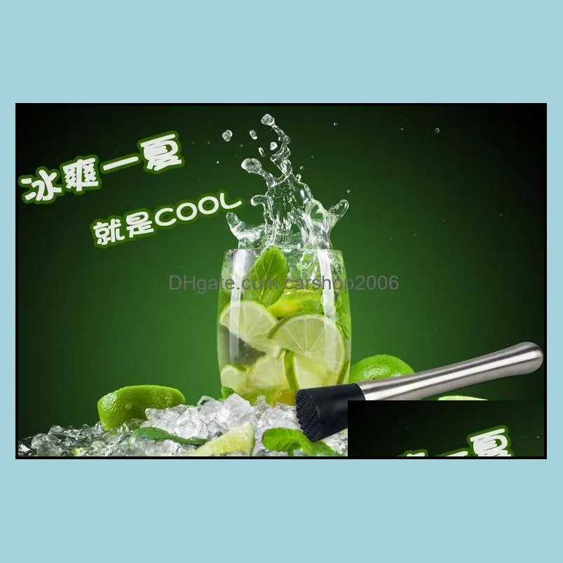 stainless steel ice cocktail swizzle stick fruit muddle pestle popsicle sticks crushed ice hammer bar tools wine tools