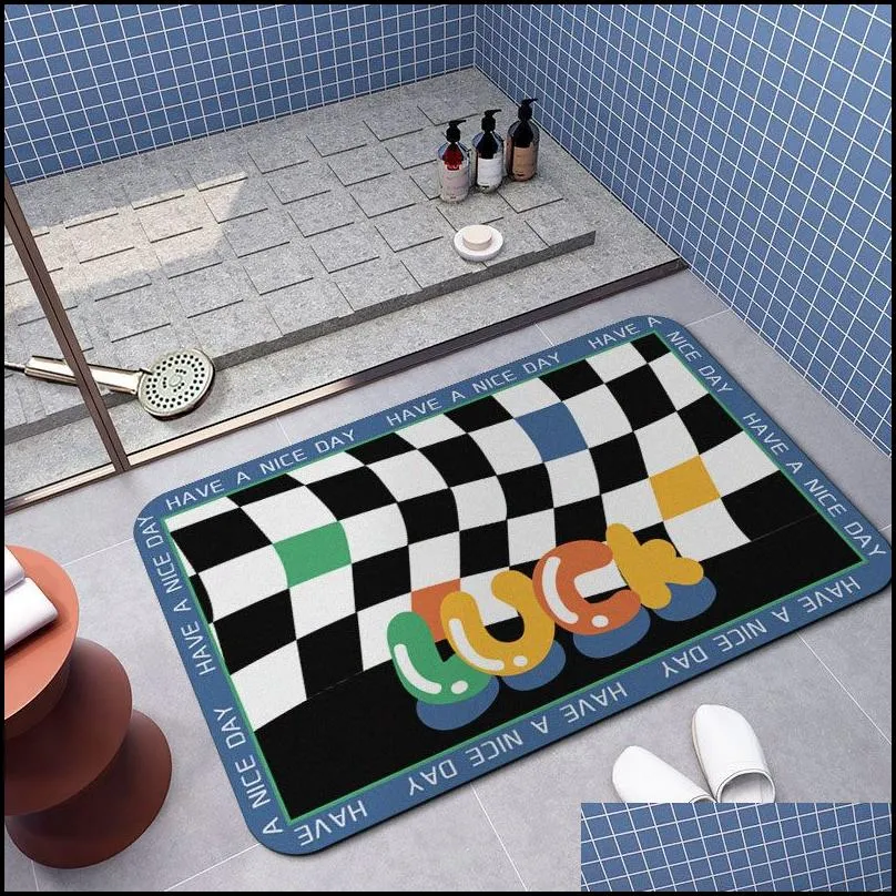 super absorbent diatomite bath mat quick drying bathroom rug nonslip entrance doormat nappa skin floor mats toilet carpet home