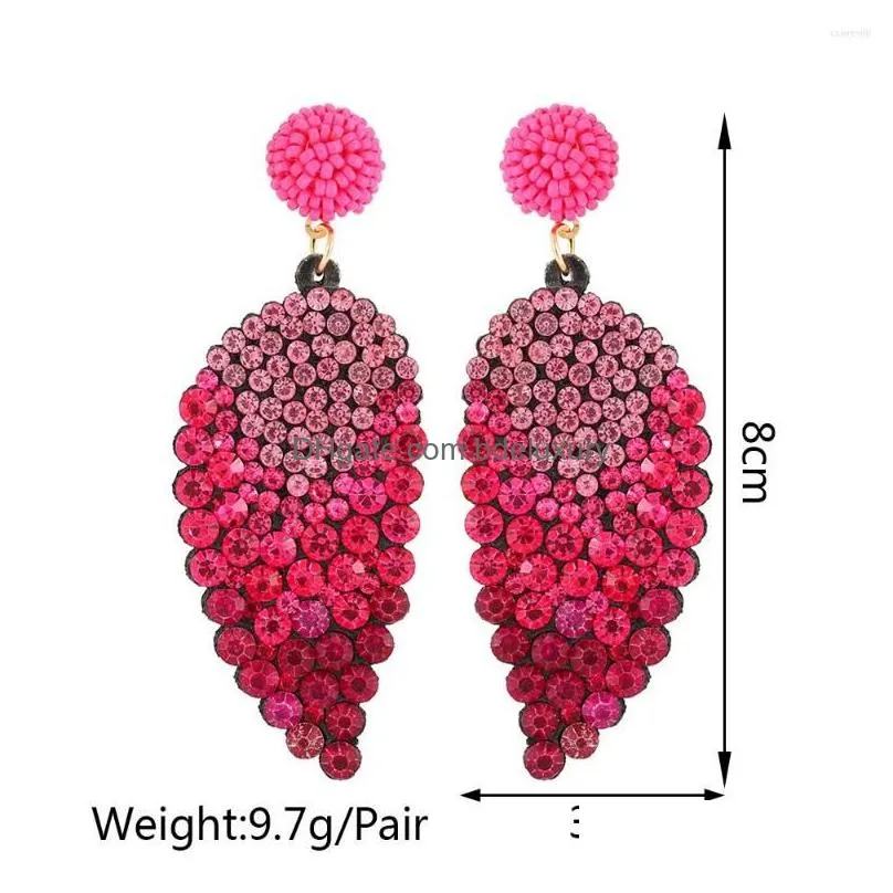 dangle earrings elegant fashion leaves full rose red crystal for women simple vintage fairy grunge pendant jewelry accessories