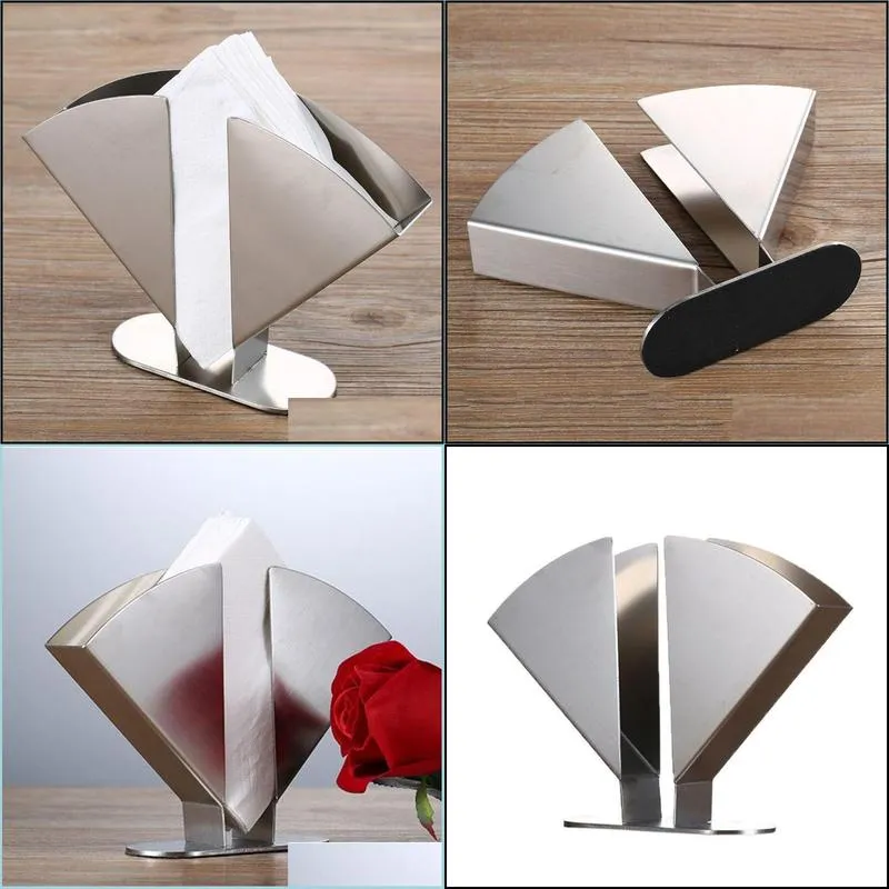 stainless steel napkin holder paper serviette dispenser vertical decorative tissue rack box for dining table kitchen countertop 220523