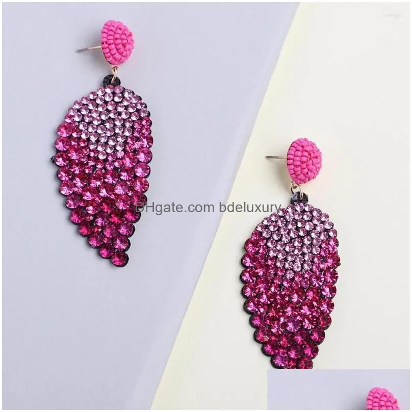 dangle earrings elegant fashion leaves full rose red crystal for women simple vintage fairy grunge pendant jewelry accessories