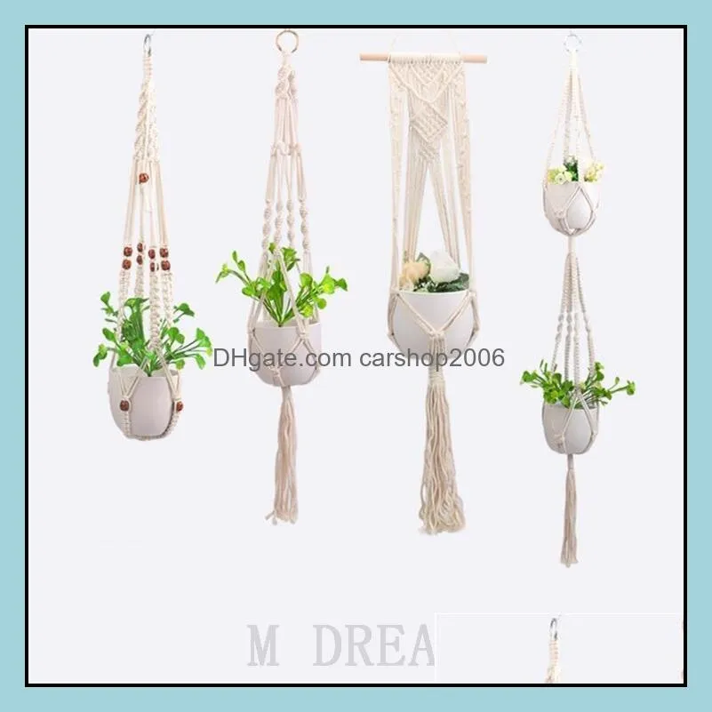 18 styles plant hanger flowerpot net bag flower pot holder handmade cotton knitting hemp flowerpot lifting rope pots net lanyard for