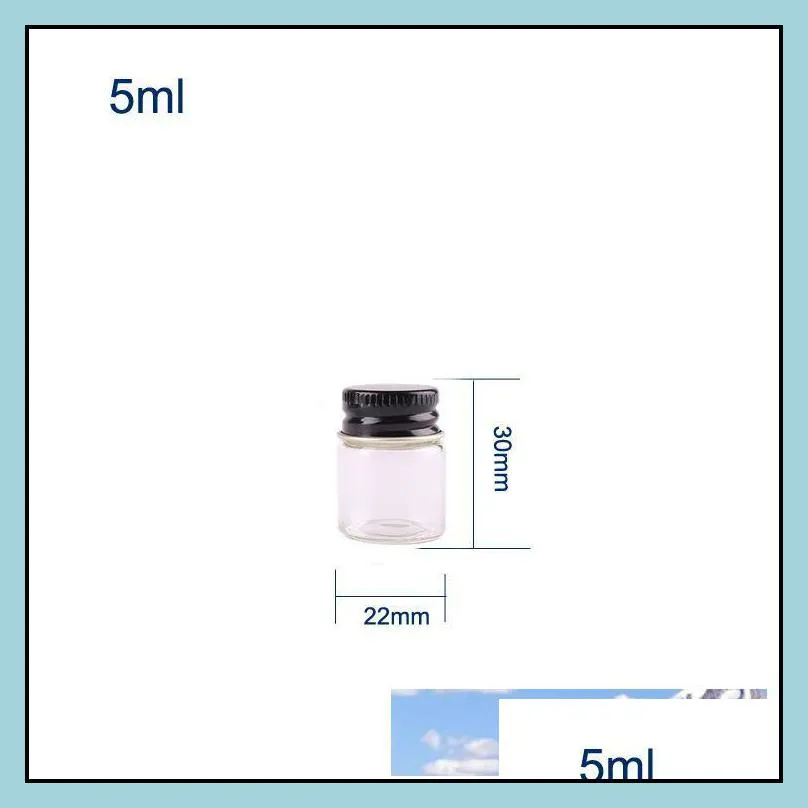 50pcs 5ml 6ml 7ml 10ml 14ml clear glass bottle with aluminum cap 1/3oz small glass small vials for essential oil use