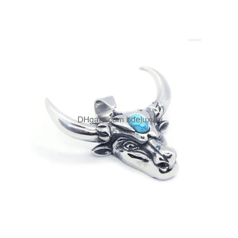 pendant necklaces design bull head 316 stainless steel fashion cool ladies man horn skull necklace