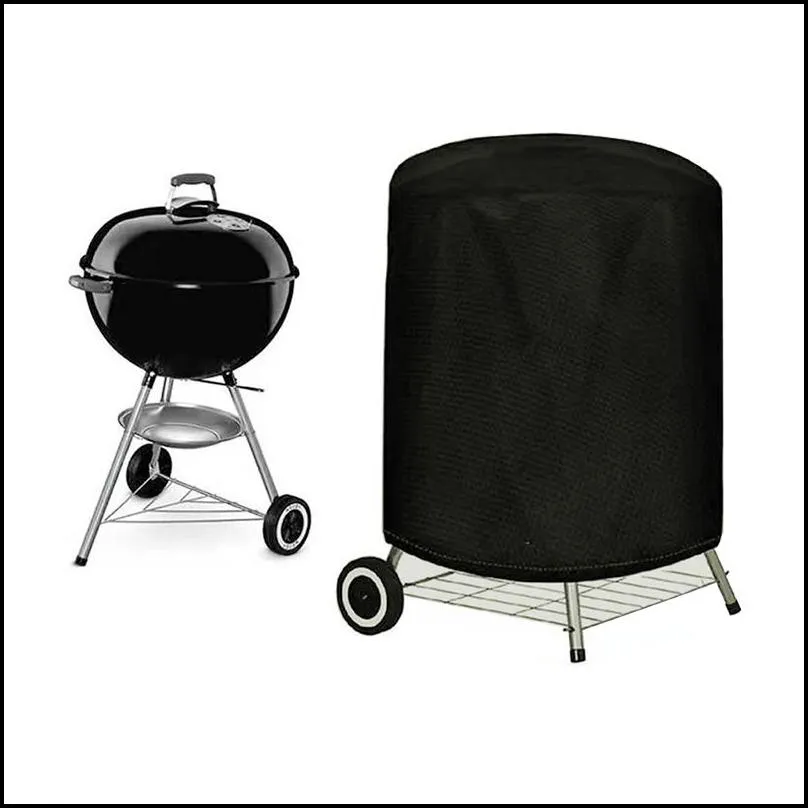 bbq oven cover blackwaterproof grill dust cover rain snow small round outdoor garden yard barbecue protective 39ys q2