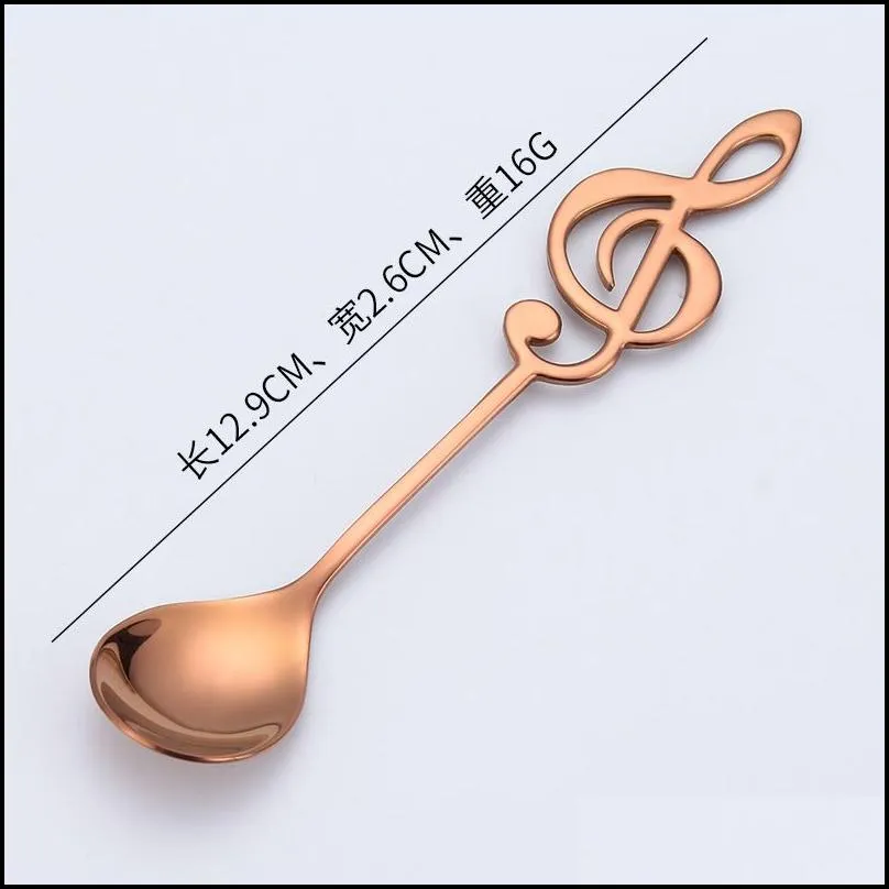 stainless steel musical notes spoon stirring spoons ice cream gift kitchen tool accessories round head tableware coffee milk tea 2 98hs