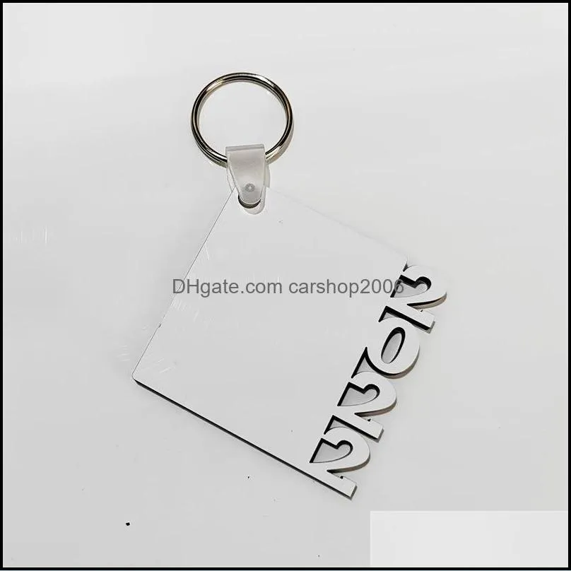 2022 sublimation blank keychain party favor mdf wooden key pendant thermal transfer doublesided key ring diy gift