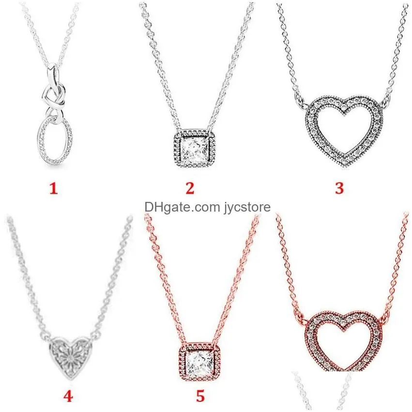 925 sterling silver chains heart interwoven necklace eternal love clavicle chain girlfriend necklace fit pandora beads women fashion