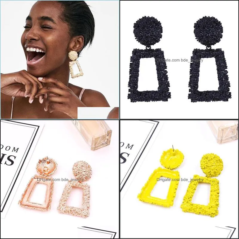 geometric square earrings candy colors pane ear ring dangle women statement jewelry