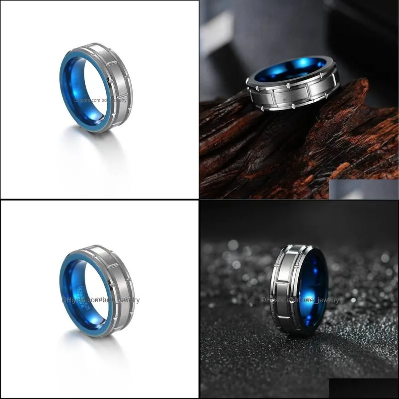 8mm square carve tungsten steel ring band finger men hip hop jewelry punk tungsten carbide rings