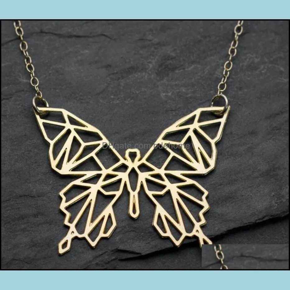hollow butterfly pendant neckkace gold chains stainless steel butterflies necklaces women fashion jewelry gift