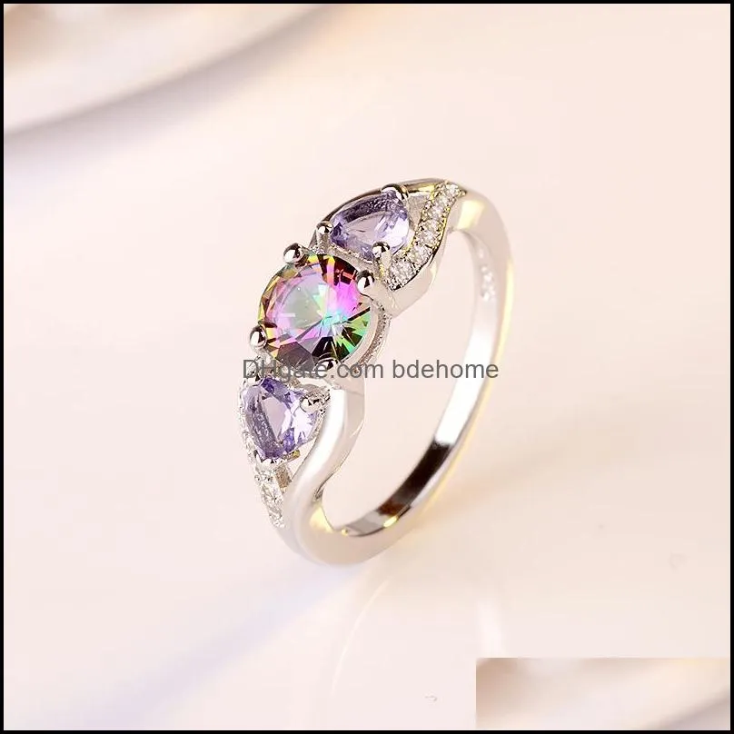 colorful heart diamond ring women engagement wedding rings fashion jewelry gift